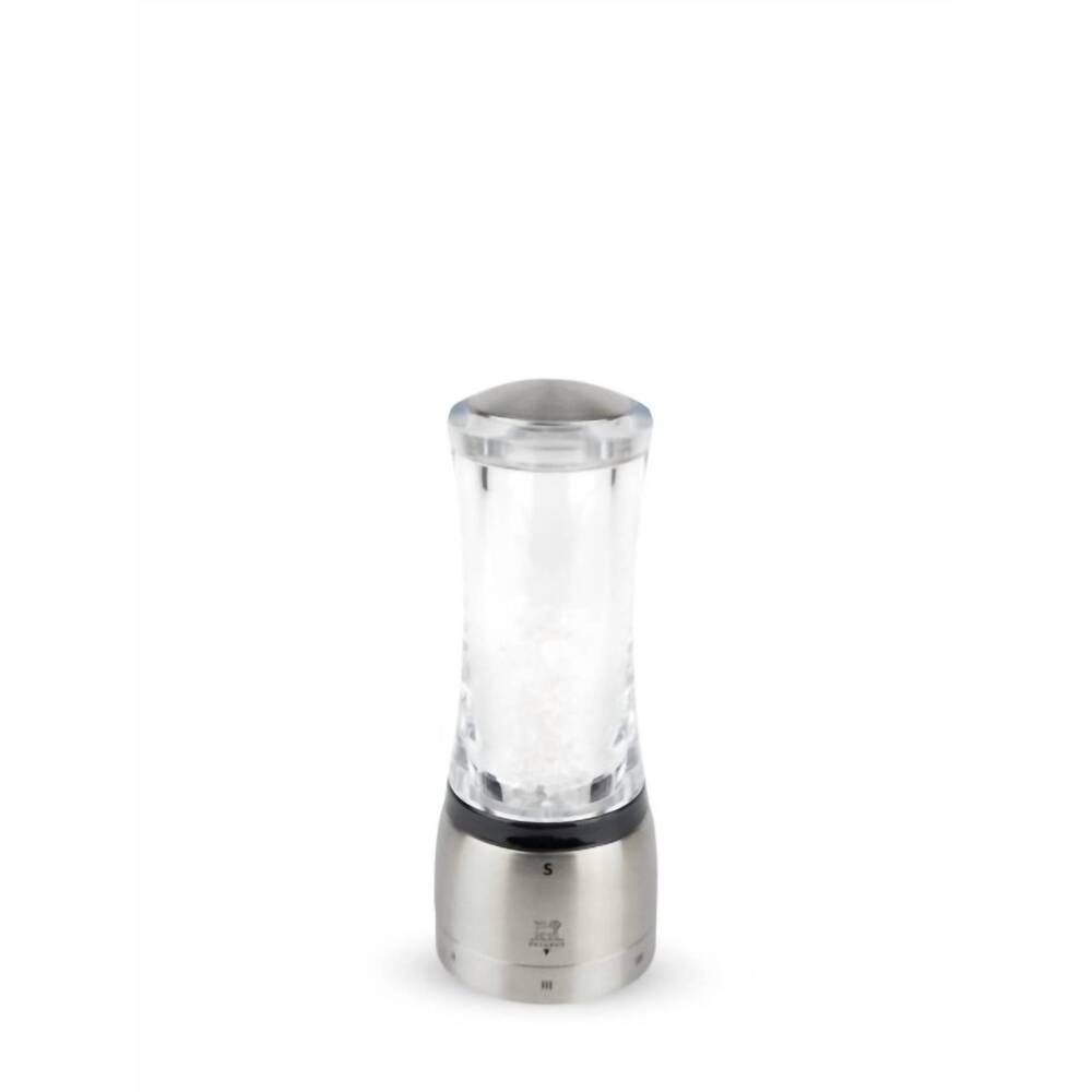NEW PEUGEOT daman acrylic salt mill, 8" in clear/silver